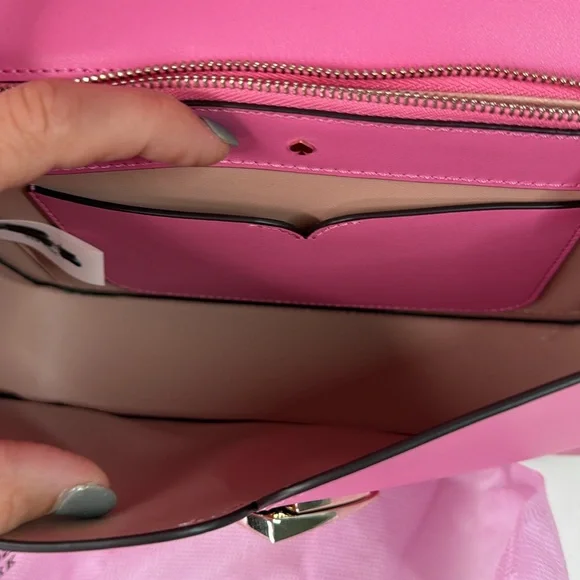 Kate Spade Nicola hot pink leather twistlock medium convertible crossbody - Picture 17 of 17